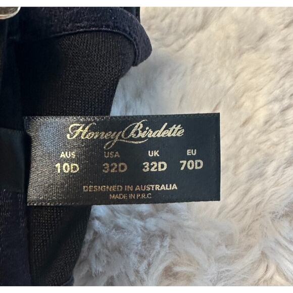 Honey Birdette CLAIRE🖤 Black & Gold Faux Leather Push Up Bra 32D - Picture 5 of 5